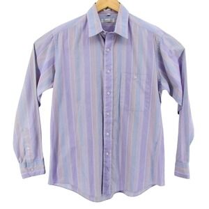 Vintage Christian Dior Men's Striped Button Shirt Long Sleeve Pastel‎ Size Large